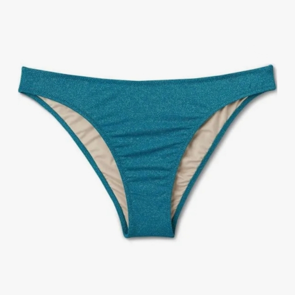 NWT High Leg Extra Cheeky Teal Blue Shimmer Bikini Bottom 👙 - Picture 6 of 7